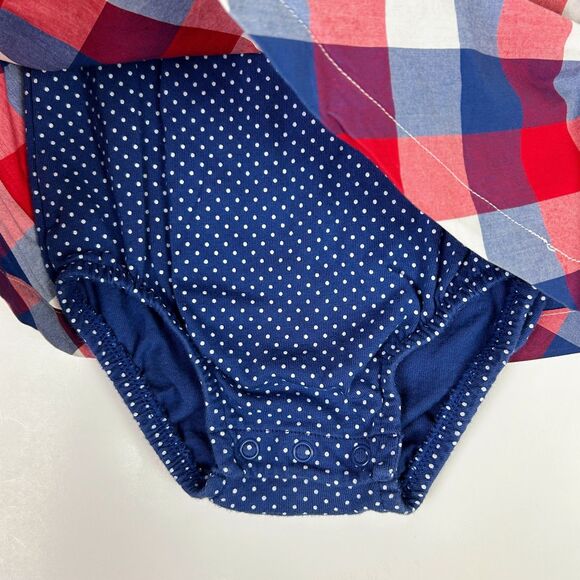 Carter's Child of Mine Red White Blue Checkered Plaid Baby Dress Bloomer 18 Mnth - Picture 5 of 8